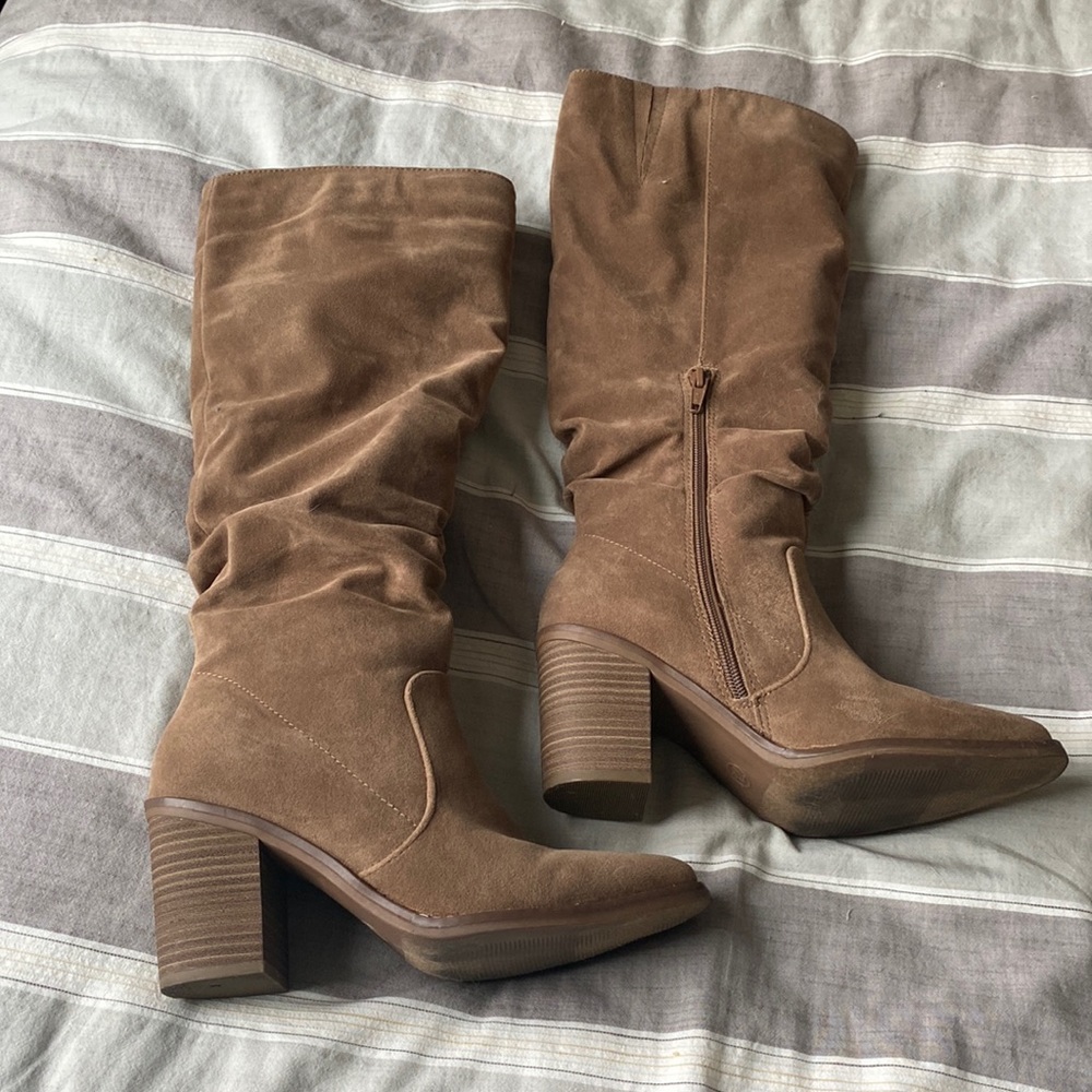 Faux Suede Leather Tall Boots